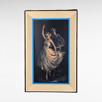 Vintage Framed 1950s Ballet Dancers Print by Cherie - Mid-Century Wall Art - Dance Decor - Ballerina Gift