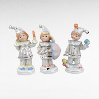 Vintage Lusterware Jester Figurines, Set of 3 | Ceramic Clown Figurines | Collectible Jesters | Retro Home Decor | Gift for Clown Collectors