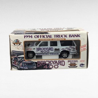 1994 Brookfield Chevrolet Suburban Truck Bank | Brickyard 400 NASCAR | Diecast 1:25 Scale | Collectible Bank