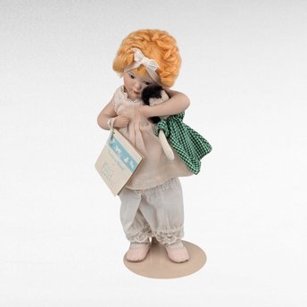 Vintage 1988 Hamilton Collection "Love is Blind" Porcelain Doll, Bessie Pease Gutmann, Collectible Doll, Girl with Doll Figurine