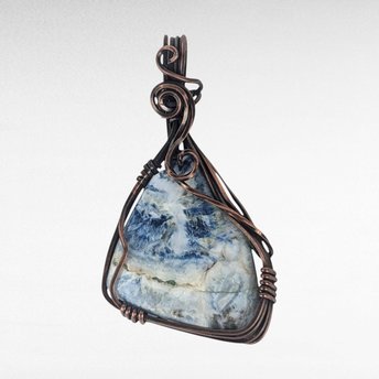 Copper Wire Wrapped Scheelite Pendant | Unique Artisan Jewelry | Handmade Natural Stone Necklace | Bohemian Style Gift for Her