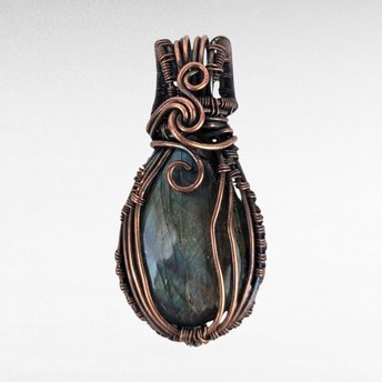 Handmade Copper Wire Wrapped Labradorite Pendant | Mystical Artisan Jewelry | Gift for Spiritual Seeker