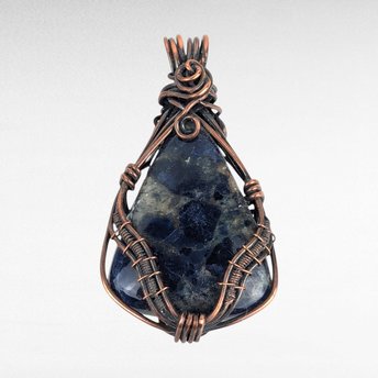 Handmade Copper Wire Wrapped Sodalite Pendant