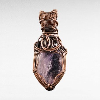Copper Wire Wrapped Amethyst Pendant.
