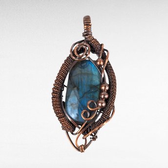 Wire Wrapped Blue Labradorite Pendant, Handcrafted Gemstone Jewelry, Unique Gift Idea