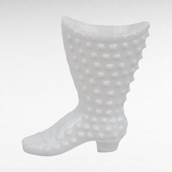 Vintage Fenton Hobnail Milk Glass Boot - Small Planter -  Trinket Dish - Collectible Glassware - Victorian Style Decor
