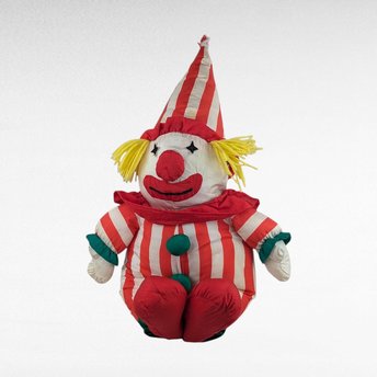 Vintage Soft Clown Doll - Red and White Striped Clown - Plush Toy - Collectible Doll -  Circus Decor - Children's Toy