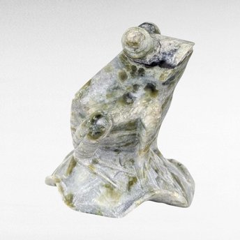 Vintage Chinese Hand-Carved Jade Frog Figurine | Green and White Jade | Collectible Stone Animal | Feng Shui Decor