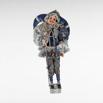 Vintage Santa's Elf Jester Figure in Blue | Whimsical Christmas Decor | Holiday Elf Figurine | Collectible Elf