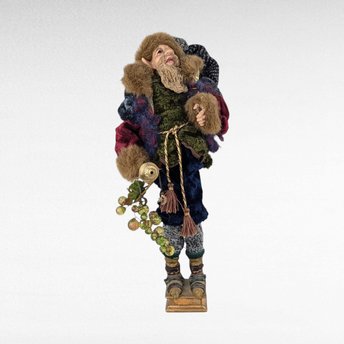 Vintage Santa's Elf Jester Figure with Grapes | Whimsical Christmas Decor | Quirky Holiday Elf Figurine | Collectible Christmas Elf