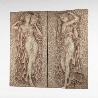 Pair of Vintage Z. Danjell Creations Greek Goddesses Wall Plaques - Classical Art - Wall Decor -Textured Relief