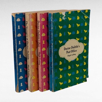 Vintage Doctor Dolittle Book Set - 4 Softcover Books - Hugh Lofting - Children's Classics - Voyages, Circus, Zoo, Post Office