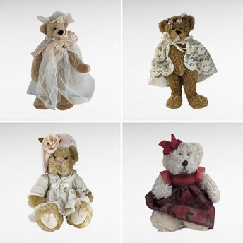 Vintage Girl Teddy Bear Lot - 1993 Ty Eve, Russ Claudette, Hen & Holly, Russ Berrie Bronwyn - Collectible Bears, Vintage Plush, Gift Ideas