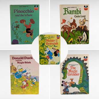 Vintage Walt Disney Book Lot - Mickey Mouse, Bambi, Donald Duck, Pinocchio - Classic Children's Literature - Collectible Disney Books