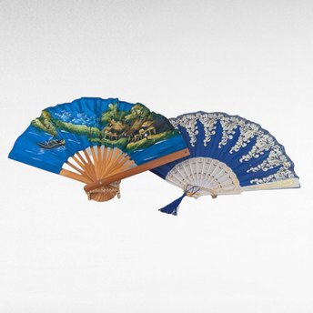 Vintage Decorative Fans, Cloth Wood Plastic, Asian Inspired Decor, Wall Hanging, Gift for Fan Collectors, Home Decor Accent