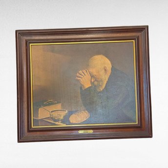 Vintage Enstrom "Grace" Wood Framed Print, Religious Art, Inspirational Wall Decor, Gift for Pastor, Christian Home Decor