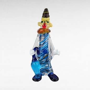Large Vintage Hand Blown Glass Clown Figurine.