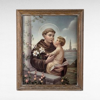 Vintage Framed Saint Anthony Of Padua Print. 