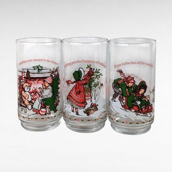 1982 Coca Cola Holly Hobby Glasses, Set of 3.