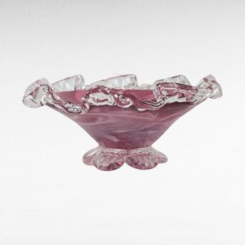 Vintage Rossi Glass Cranberry Mist Candy Dish.