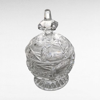 Vintage Crystal Clear Glass Covered Candy Dish.