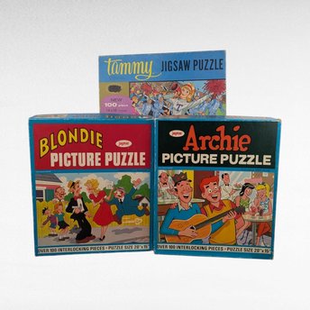Vintage Puzzle Lot, Blondie, Tammy, Archie Jigsaw Puzzles, 1950s-60s, Complete Sets, Collectible Puzzles