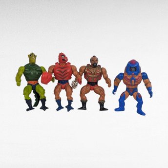 Vintage Masters of the Universe Action Figures, Man-E-Faces, Whiplash, Jitsu, Clawful, 1980s MOTU Toys, Collectible Figures