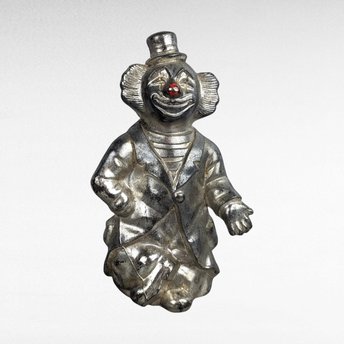 Vintage Silver Metal Clown Bank | Red Nose Clown Coin Bank | Retro Piggy Bank | Collectible Bank