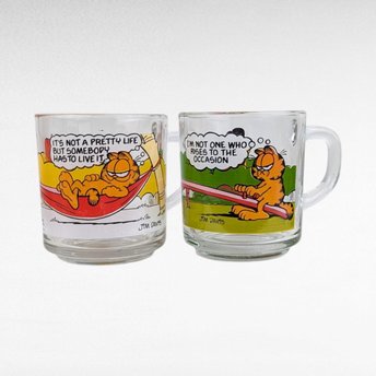 Vintage Garfield Glass Mugs, 1978 "It's Not a Pretty Life" & "Rises to the Occasion", Collectible Cartoon Glasses, Gift for Garfield Fans