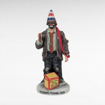 Vintage 1994 Flambro Emmett Kelly Jr. 70 Years Young Figurine, Ceramic Clown Ornament, Collectible Clown, Birthday Gift, 5.5 Inch