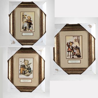 Vintage Hummel Prints Set, 1981 Framed Hummel Art, Honey Lovers, Mother's Helper, Little Bookkeeper, Collectible Hummel,