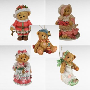 Vintage Cherished Teddies Figurines, Ornaments, 1992-1997, Santa Teddy, Hannah Autumn Brings, Holly, Stocking Bear, Gift for Collector
