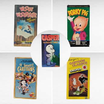 Vintage Cartoon VHS Lot, Casper, Porky Pig, Woody Woodpecker, 90s Nostalgia, Classic Cartoons, Animation, Collectible VHS