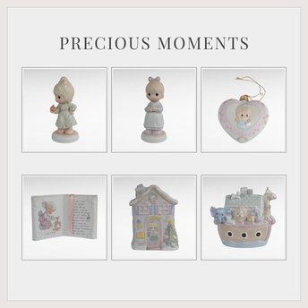 Vintage Precious Moments Figurine Lot, Noah's Ark Bank, Music Box, Girl Figurines, Home Decor, Collectibles, Gift for Collector
