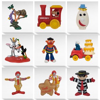 Vintage Cartoon Character Toy Lot: Sesame Street, Looney Tunes, McDonald's, Snoopy, Cheshire Cat - 9 Piece Collectible Set
