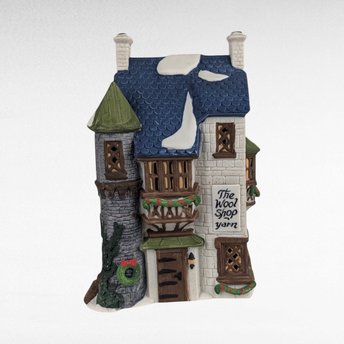 1988 Dept 56 Dickens Village The Wool Shop Building, Vintage Christmas Decor, Collectible Village Piece, Gift for Collector