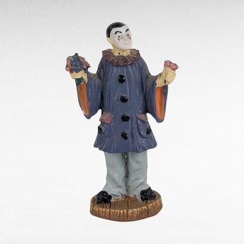 Vintage Metal Pierrot Clown Figurine, Small Heavy Figurine, Circus Decor, Gift for Clown Collector