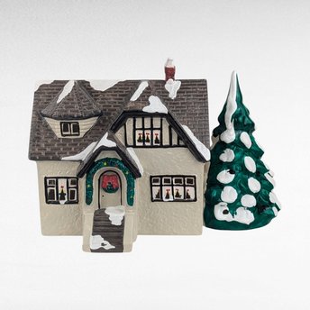 Vintage 1986 Dept 56 Stucco Bungalow Village House, Christmas Village Display, Holiday Decor, Gift for Collector