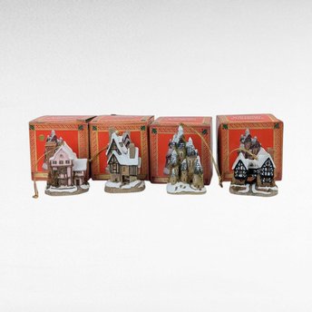Set of 4 Vintage David Winter Chistmas Ornaments