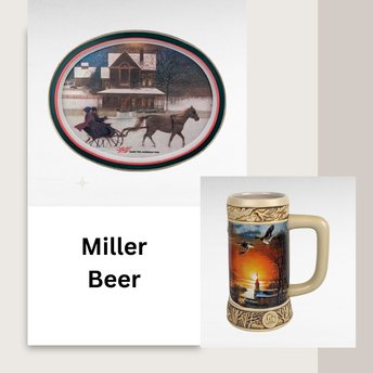Vintage Miller Beer Mug & Tray Set, Ducks Unlimited Stein, Terry Redlin Art, Man Cave Decor, Gift for Breweriana Collector