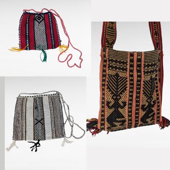 Vintage Handmade Bags, Exotic Design, Handwoven, Black & White, Boho Style, Gift for Her