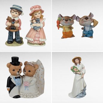 Vintage Homco Figurine Lot - Wedding Bears, Mice, Boy/Girl, Lady with Flowers - Collectible Figurines, Home Decor