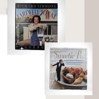 Vintage Richard Simmons Cookbook Pair: "Farewell to Fat" Plus "Sweetie Pie" 1990s Diet & Dessert Recipes, Retro Fitness Gift