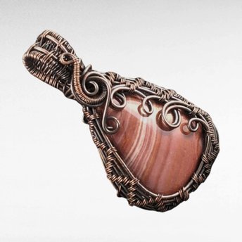Unique Mookaite Jasper Pendant | Copper Wire Wrapped | Earthy Elegance | Gift Idea