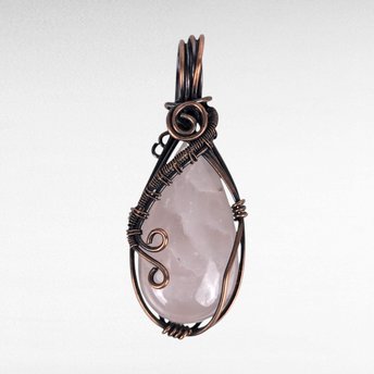 Rose Quartz Pendant | Copper Wire Wrapped | Healing Crystal Jewelry | Gift for Self-Love