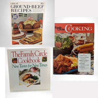 Vintage Family Circle Cookbook Lot, 1960s Ground Beef Recipes, 1972 Illustrated Cooking, 1992 New Tastes, Cookbooks for Home Chefs