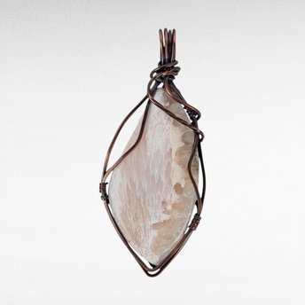 Copper Wire Wrapped Scolecite Pendant | Unique Artisan Jewelry | Handmade Natural Stone Necklace | Bohemian Style Gift for Her