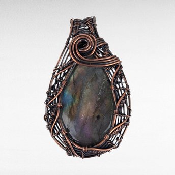 Handmade Copper Wire Wrapped Labradorite Pendant | Unique Gift for Her | Oxidized Copper | Gemstone Pendant | Artisan Jewelry