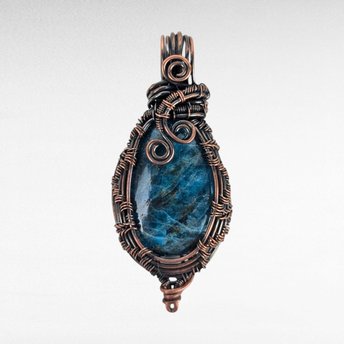 Handmade Copper Wire Wrapped Apatite Pendant | Unique Artisan Jewelry | Gift for Nature Lover