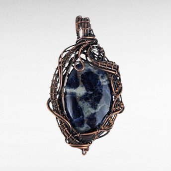 Handmade Copper Wire Wrapped Sodalite Pendant | Unique Artisan Jewelry | Gift for Intuition & Calm